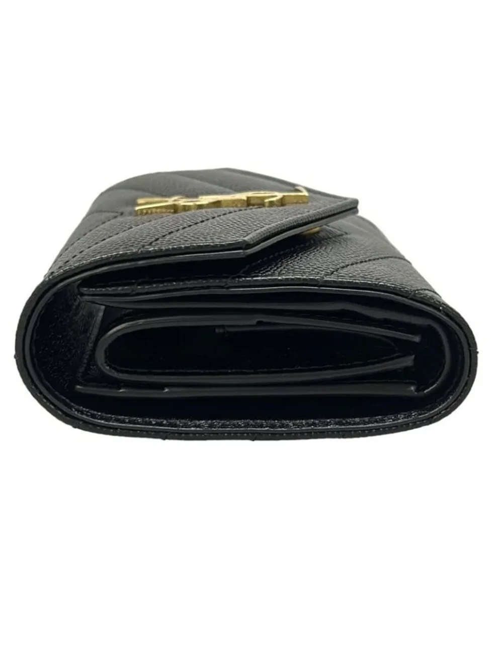 Saint Laurent Paris Trifold Wallet Cassandra Multi Fold Black Ysllogo Leather - Picture 10 of 12